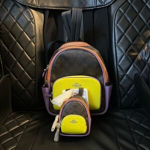 Bundle Coach Mini Court Backpack  with Matching Backpack Keychain